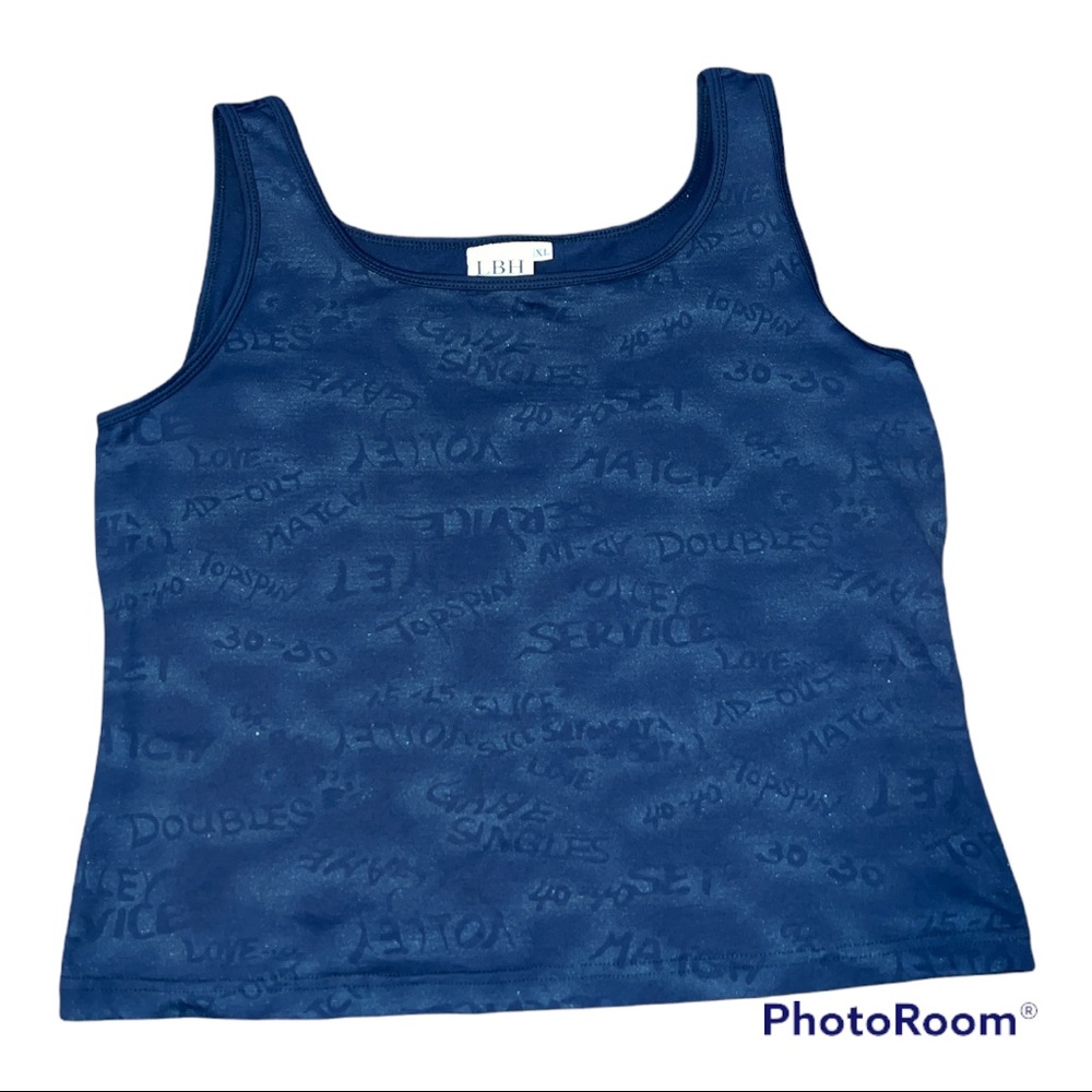 LBH Navy Tennis Tank with Tennis Lingo Imprints Sz XL